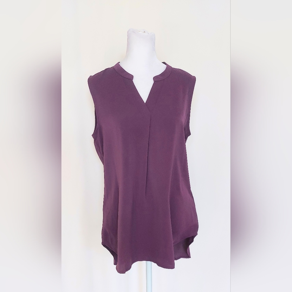 Timeson V Neck Sleeveless Blouse Purple Size Small